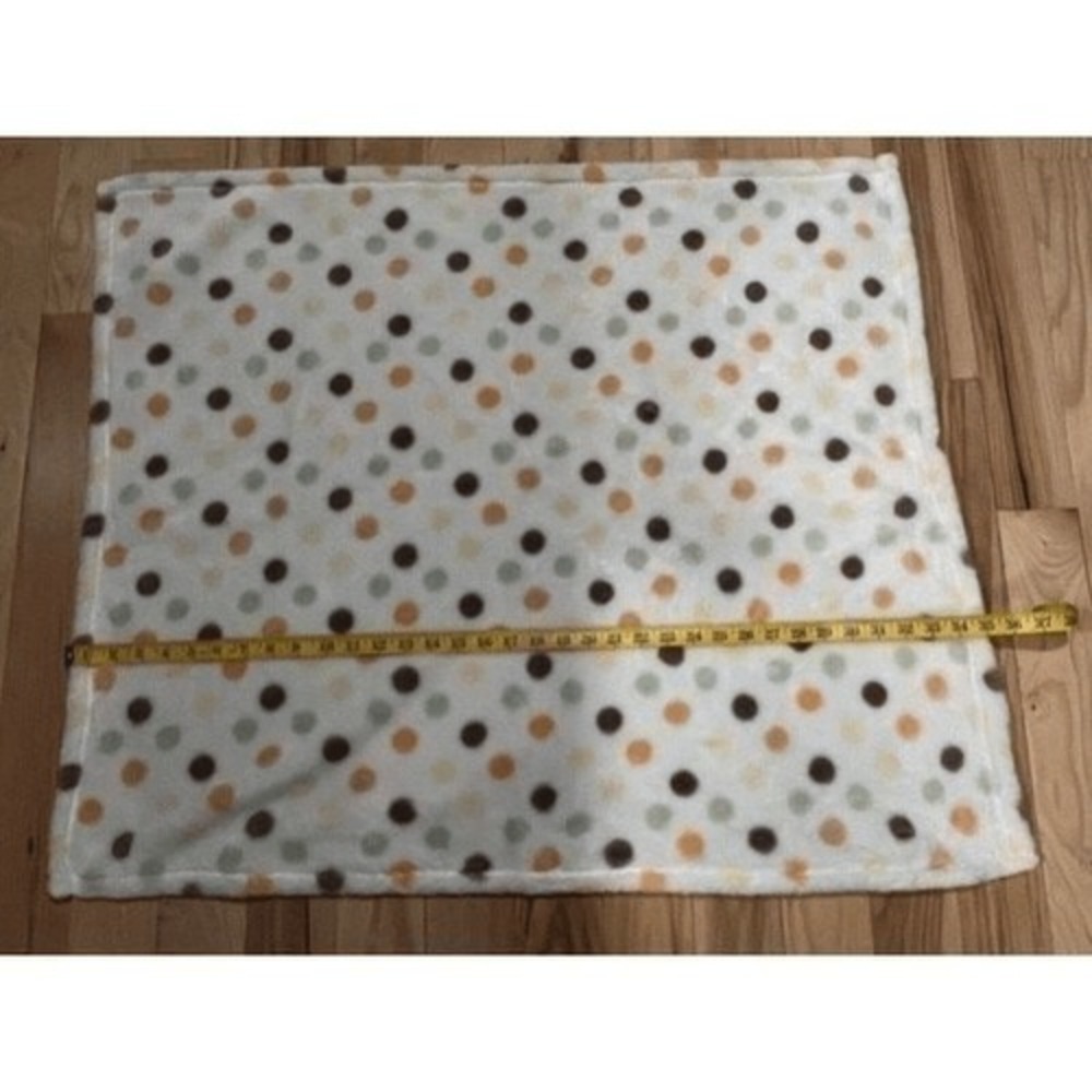 Baby Gear Plush Fleece Blanket Polka Dot Cream Ivory Brown Green Orange Yellow